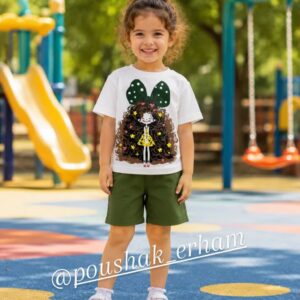 تیشرت و شلوارک دخترک موفرفری
